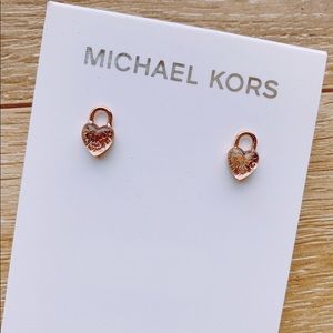 NWT mk heart lock stud earrings